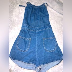 Blue Jean romper one peice shorts